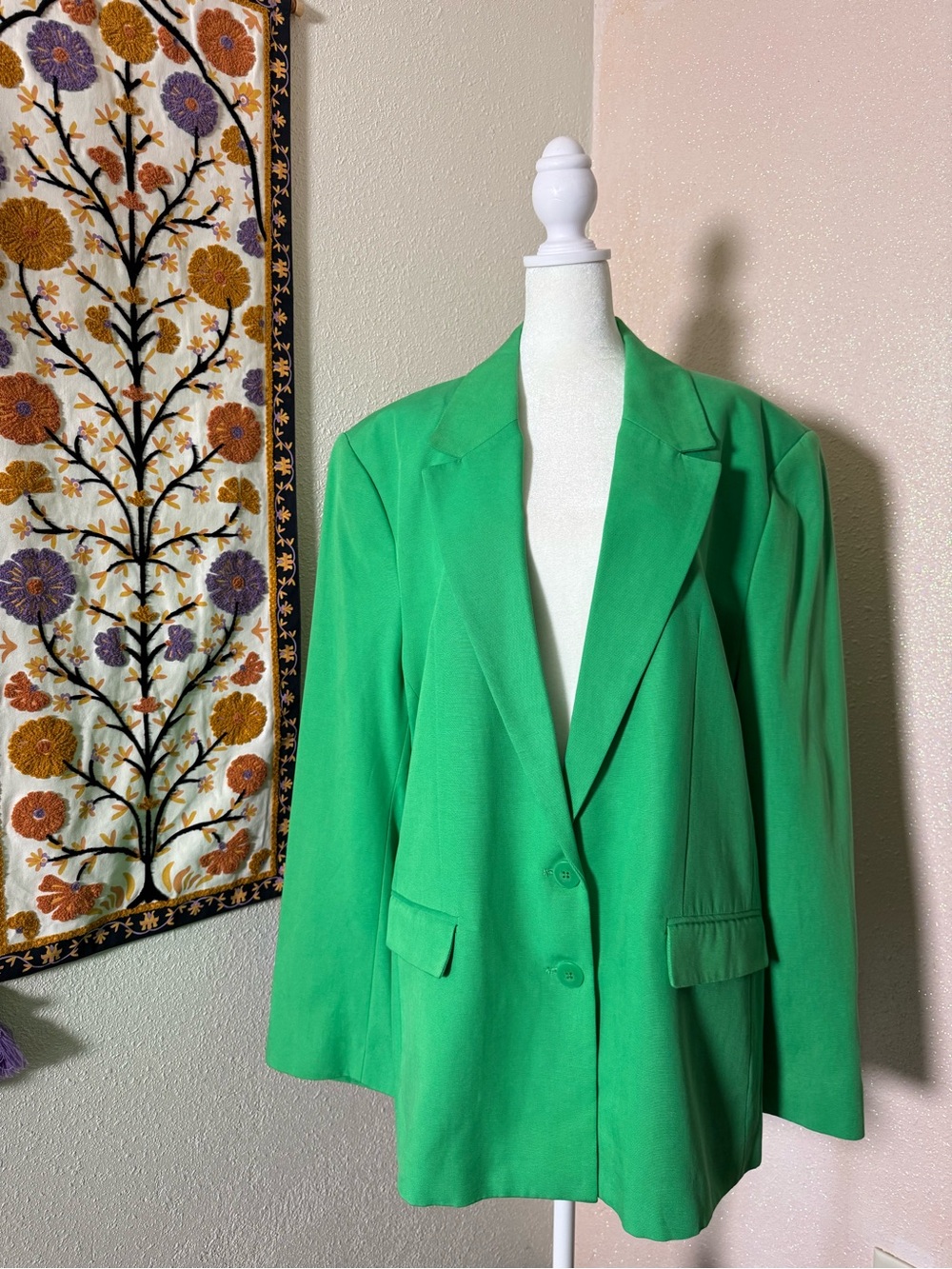 NWT FARM Rio Bright Green Oversized Blazer
